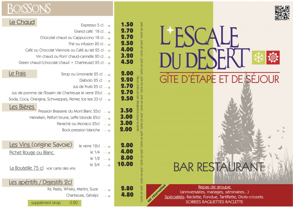 Carte des boissons Carte des boissons
